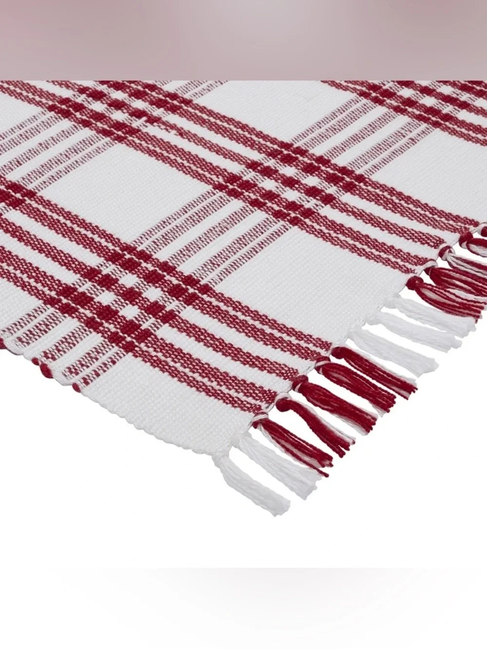 My Texas House Indoor/Outdoor Plaid Accent Rug, Red and White, 24